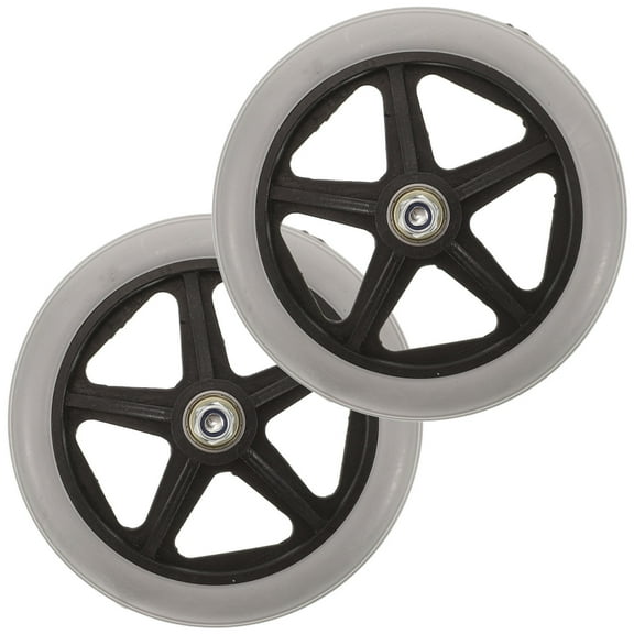 ELAYARD Grey Rubber Steel Wheelchair Front Wheels, Smooth Quiet, 2Pcs
