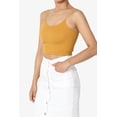 thumbnail image 3 of TheMogan Women's Solid Spaghetti Straps Ribbed Seamless Stretch Crop Cami Tank Top, 3 of 7