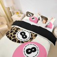 thumbnail image 2 of spefrowx Retro 8 Ball Leopard Print Duvet Cover Queen for Teens, Pink Brown Billiard Queen Bedding, Black Reversible, 3pcs, 1 Duvet Cover and 2 Pillowcases, 2 of 6