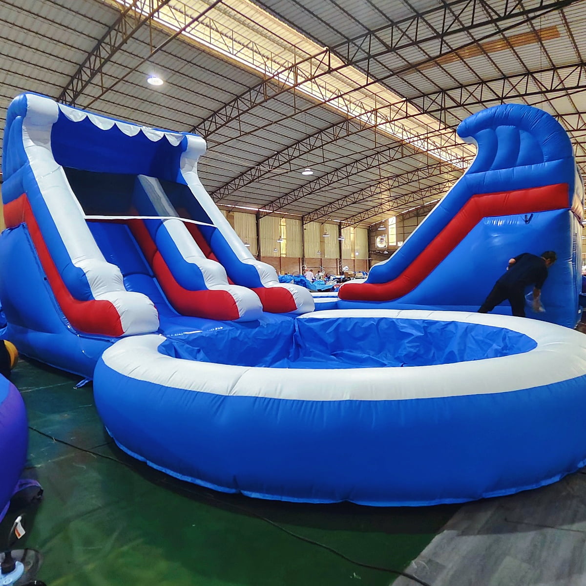 OFFMUST Commercial Inflatable Water Slide Water Park for Kids and Adults, 24 ft Long, PVC, with Blower