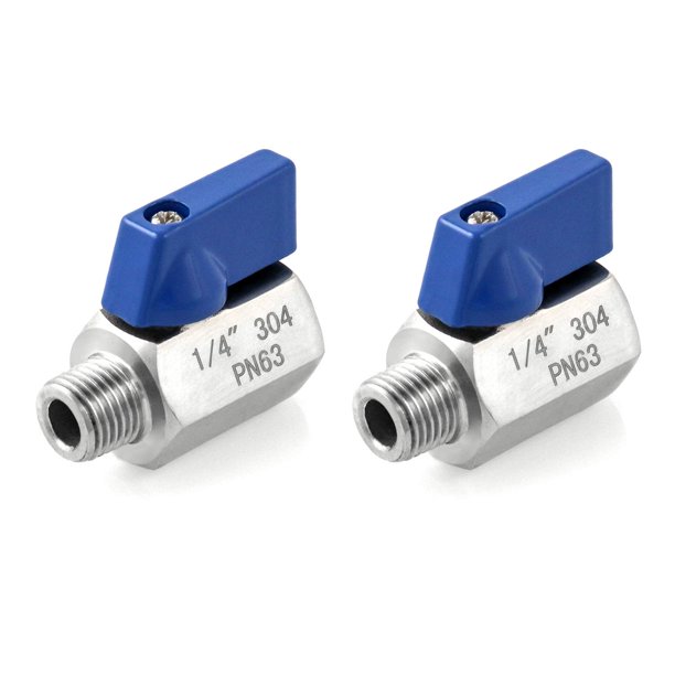 Válvula de bola QWORK Mini 304 de acero inoxidable 1/4 NPT, paquete de 2