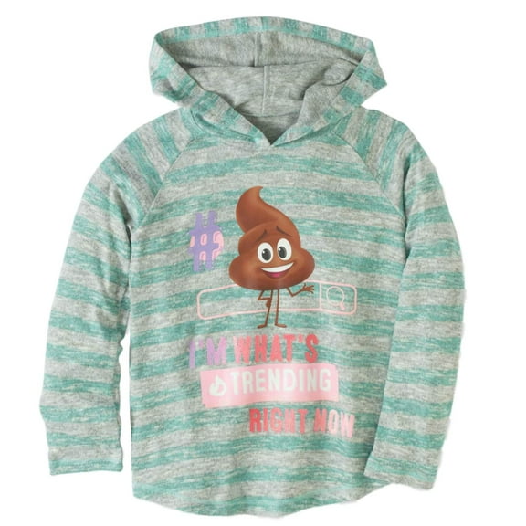 The Emoji Movie Girls Striped Green Poop Hoodie I'm Whats Trending T-Shirt XS
