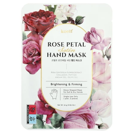Koelf Rose Petal Satin Hand Mask, 1 Pair, 0.56 oz (16 g)
