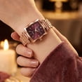 thumbnail image 3 of Jessica Simpson Diamond Collection Women's Square Dial Watch, Metal Band, Classic Quartz Movement, Elegant Dress Watch, 3 of 6