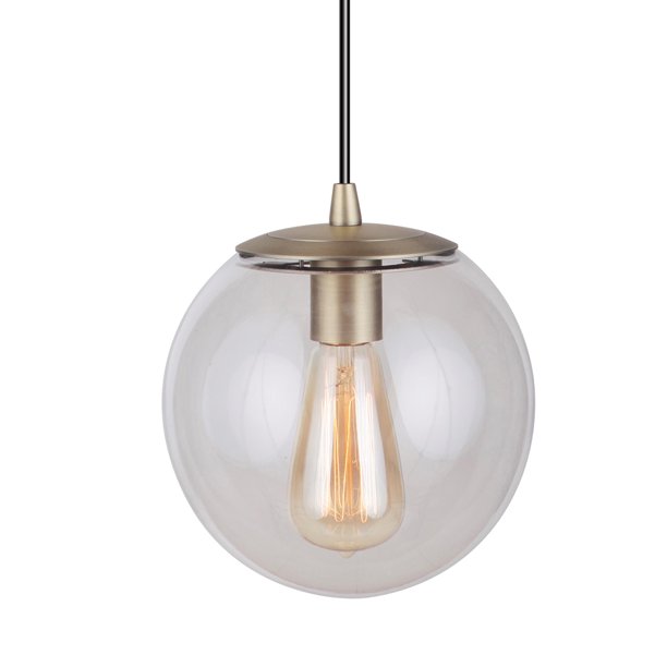 Instant Pendant Light Brushed Brass Clear Globe