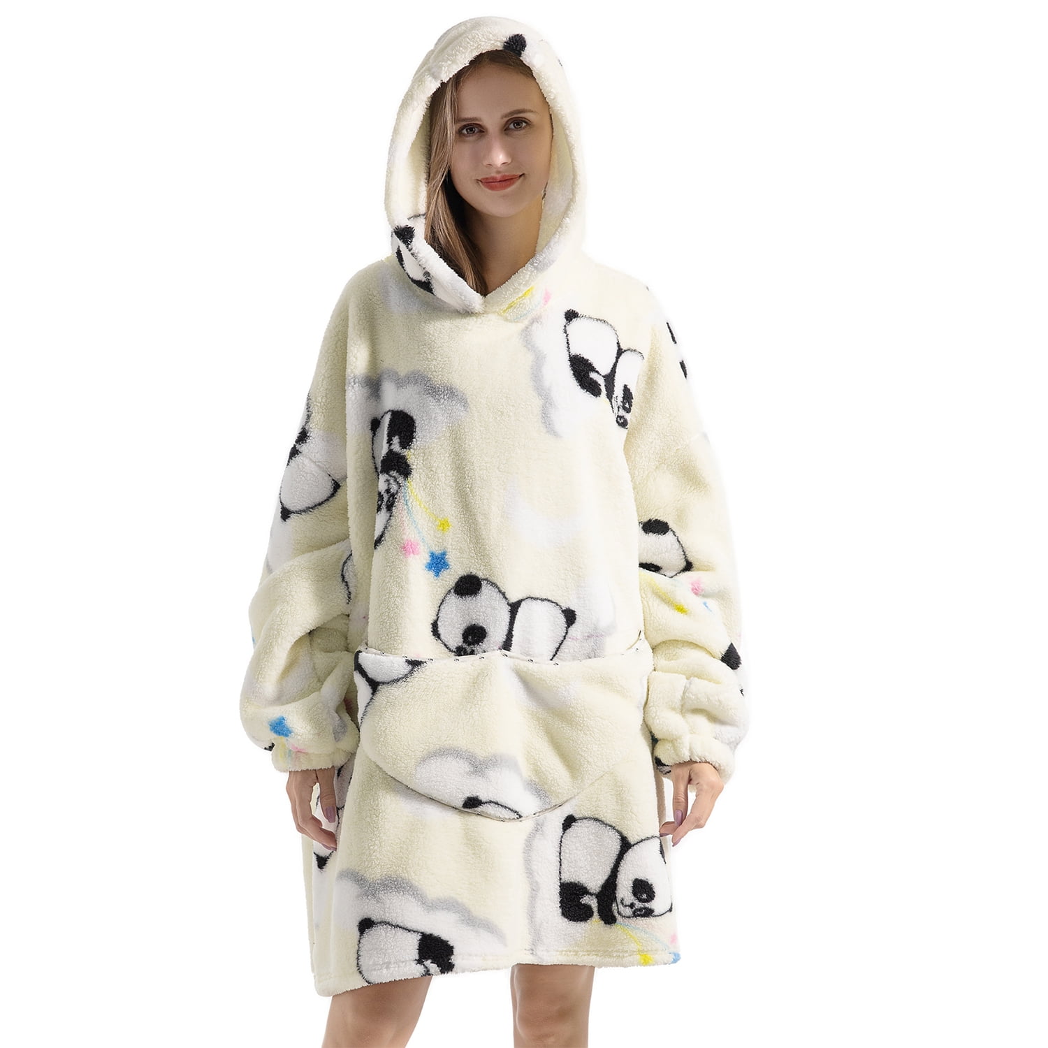 Msrlassn Hoodie Blanket for Women Adults Wearable Hooded Sweatshirt Pullover, Wearable Blanket Hoodie Super Soft Warm Cosy Sweatshirt with Big Pocket
