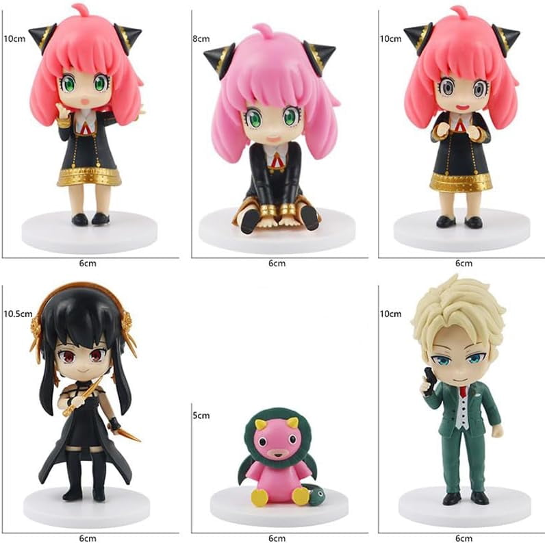 Newly Lloyd Forger Figure Anya Figure Yor Breccia Figure Six Q Version Standing Anime Figures 10cm/3.9inch Anime Statue Desktop Decor Gifts (B)