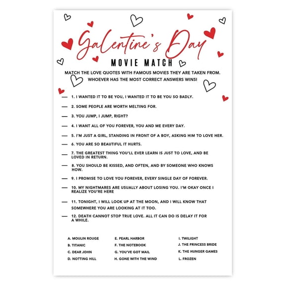 Koyal Wholesale Galentine’s Day Movie Watch Party Game Cards, Girls Night Fun, 24-Pack