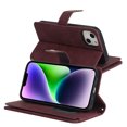 thumbnail image 5 of ELEHOLD Luxury Wallet Case for iPhone 14 Plus 6.7" Card Slots Zipper Purse Stand Function with Crossbody Strap Wrist Strap PU Leather Shockproof Case,Winered, 5 of 6