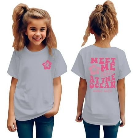 

Girls Shirts Kids Graphic Retro 90S Flower Letter Print Tee Round Neck Short Sleeve T Shirts Summer Cute Trendy Tops 3-4 Years
