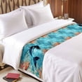 thumbnail image 3 of Ocean Mermaid Bed Runner for Queen Size Bed, Shadow Coral Seabed Watercolor Style Soft Bedding Scarf Bedding Protector Slipcover Sofa Throw for Bedroom Hotel Guesthouse, 3 of 8