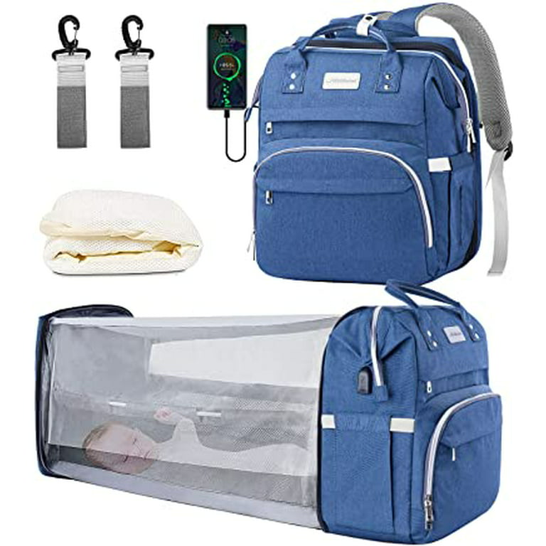 Baby Diaper Bag Backpack Travel Bassinet Changing Station Mat