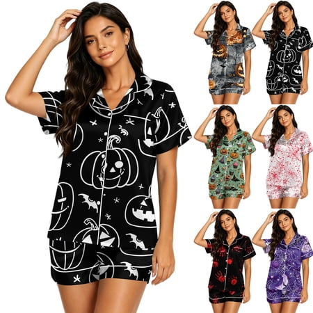 IYYVV Halloween Pajamas Women Pumpkin Bat G… product image