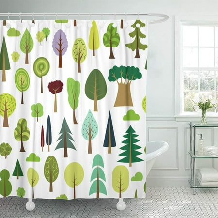 KSADK Colorful of Different Trees and Bushes Forest On White Simple Cartoon Flat The Best Shower Curtain Bath Curtain 60x72 (Best Flac Converter Windows)
