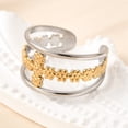 thumbnail image 2 of 304 Stainless Steel Adjustable Open Cuff Rings Cross Real golden Plated & Stainless Steel color 12mm US Size 9(18.9mm), 2 of 5