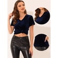 thumbnail image 2 of Camiseta casual de mujer Allegra K terciopelo Azul oscuro L, 2 of 4