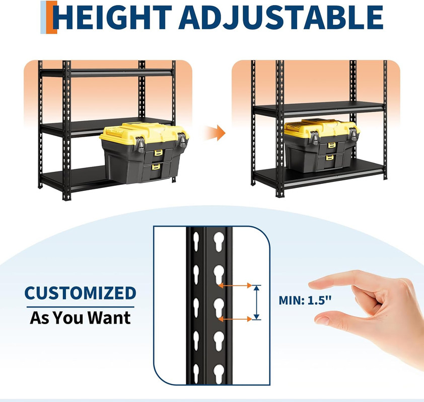 Towallmark 5-Tier Garage Shelving Unit, 36"W x 16"D x 72"H, Adjustable Metal Storage Shelf Heavy Duty 3850 Lbs Capacity
