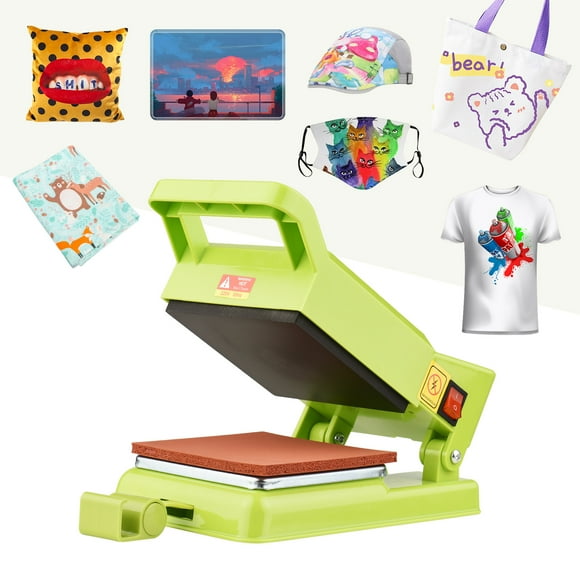 Portable Mini Heat Press Machine Multifunctional Thermal Transfer Equipment with Adjustable Time Temperature Display Screen 15 * 15cm/ 5.9 * 5.9inch Printing Area for T-Shirt Hat Mouse Pads Bags Socks