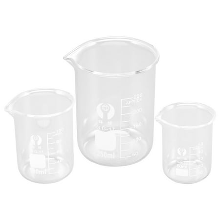 

3pcs Graduated Measuring Cup Liquid Measuring Cup Glass Beaker for Laboratory