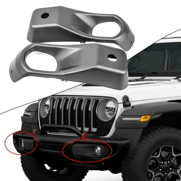 Pair LH & RH Front Bumper Fog Light Lamp Cover Fit For JEEP Wrangler JL 2018
