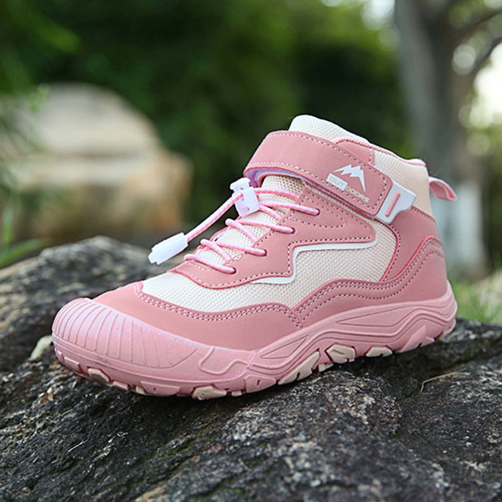 Peggybuy Boys Girls Hiking Shoes Kids Sneakers Outdoor Trekking Boots Pink 29