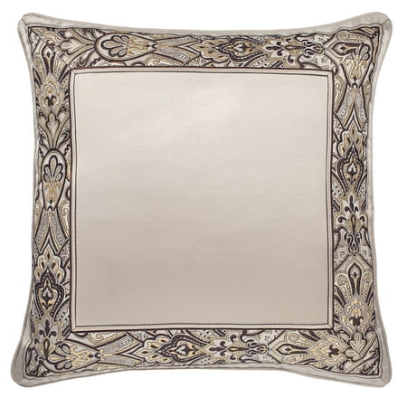 Landon Piped Pieced Woven Jacquard Medallion Gold Beige European Sham Sham Piped European