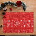thumbnail image 6 of Christmas Place Mats Set of 6 Red Christmas Tree White Snowflake Leaves Striped Decoration Table Mat Holiday Home Kitchen Table Mat Decoration 12x18 Inch, 6 of 6