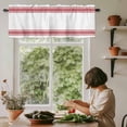 thumbnail image 5 of Red Ticking Vertically Stripe Window Valance Curtain Simple Style White Rod Pocket Short Curtain for Living Room, Bedroom & Kitchen Window Decor 54x18in, 5 of 8