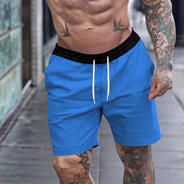 Augper Men's Beachwear Summer Thin Quick Drying Swimming Trunks Casual Fit Five Part Sports Shorts Pants