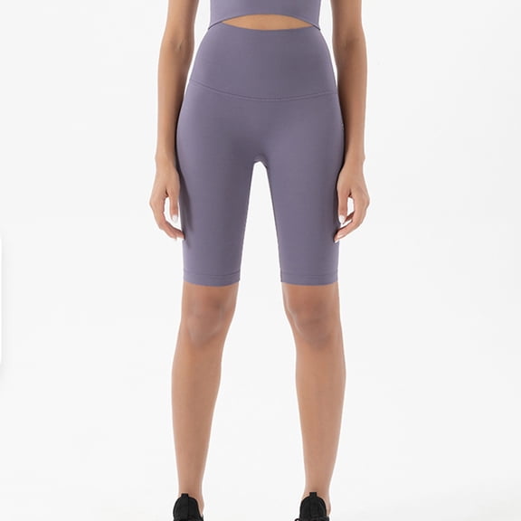 Nuoqisi No Front Seam Womens Workout Biker Shorts - High Waisted Tummy Control Spandex Shorts for Yoga Running Gym
