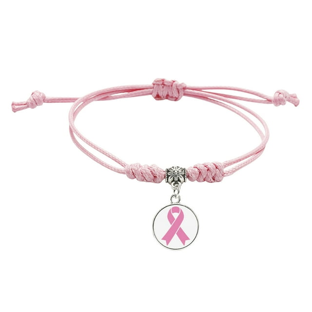 Bracelets de Sensibilisation au Cancer pour Femmes Bracelet en Cordon Ajustable Fait Main Ruban en Fil Bracelet de Cancer Courage Amitié Soutien Pa Divers Montre Bracelet en Strass Cœur Boucles d'Oreilles Fines pour
