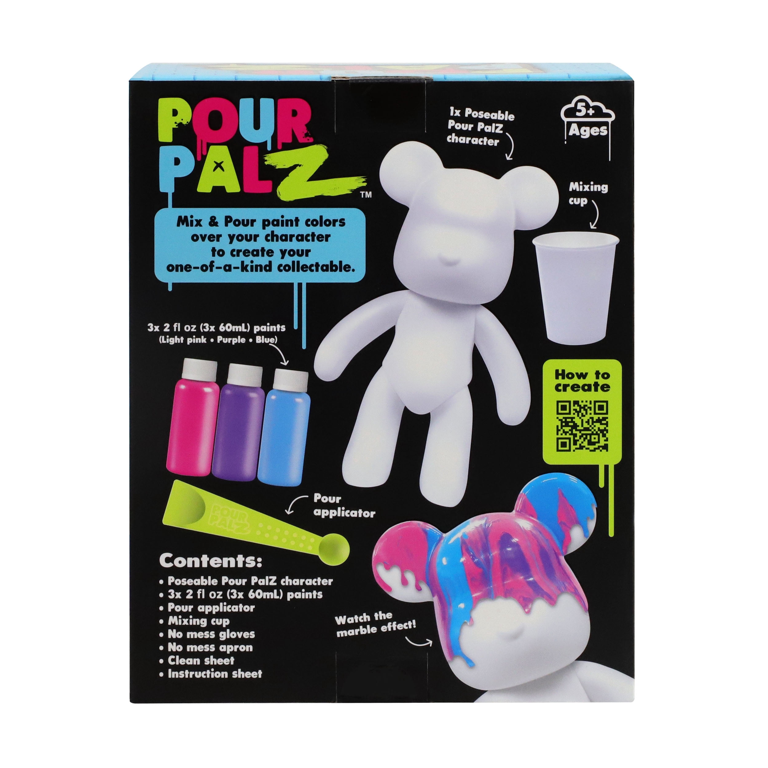 Pour Palz 9” Bear, Berry Blast, DIY Paint & Pour Craft Kit for Kids Ages 5+