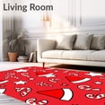 thumbnail image 2 of ODIKA 8'x10' Machine Washable Non-Slip Area Rug, Charming Christmas Icon Collage with Santa Hat Motif High Traffic Rug, Red, 627841, 2 of 7