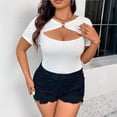 thumbnail image 5 of Haut pour Femmes Grande Taille Coupe Ample Col Rond Manches Courtes Blouse Décontractée Mode T-Shirt d'Été Confortable Coupe Décontractée Tee-Shirt, 5 of 5