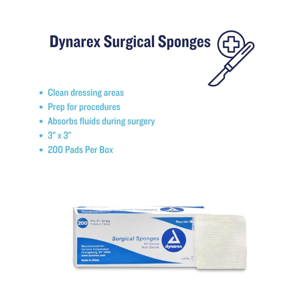 MMBM 3" x 3" First Aid Gauze Pads, 200 Count per Box, 4 Boxes per Pack