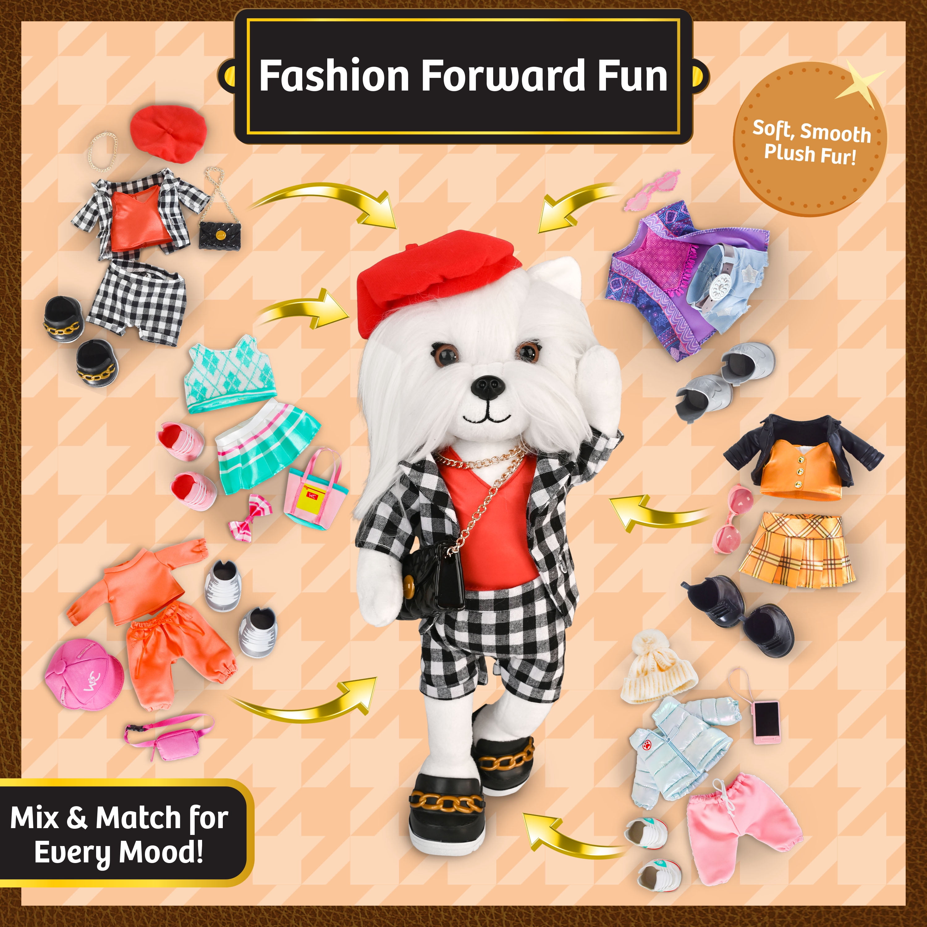 Woof & Co 15-inch Fashion Doll – Lily The Poseable Plush Shih Tzu