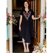 The Pioneer Woman Embroidered Dress with Umbrella Hem, Womens