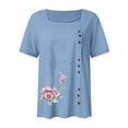 thumbnail image 4 of LYXSSBYX Clearance Plus Size Womens Shirts Women Neck Short Sleeve Casual Fashion Printed Button Top T-Shirt, 4 of 4