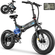 Gocio Foldable Electric Bikes Adult 20"x4" Fat Tire Electric Bike, 48V 10.4Ah, 500W Electric Mountain Bike Full Suspension, LCD, Shimano 7 Speed Electric Cruiser Bicycle UL2849