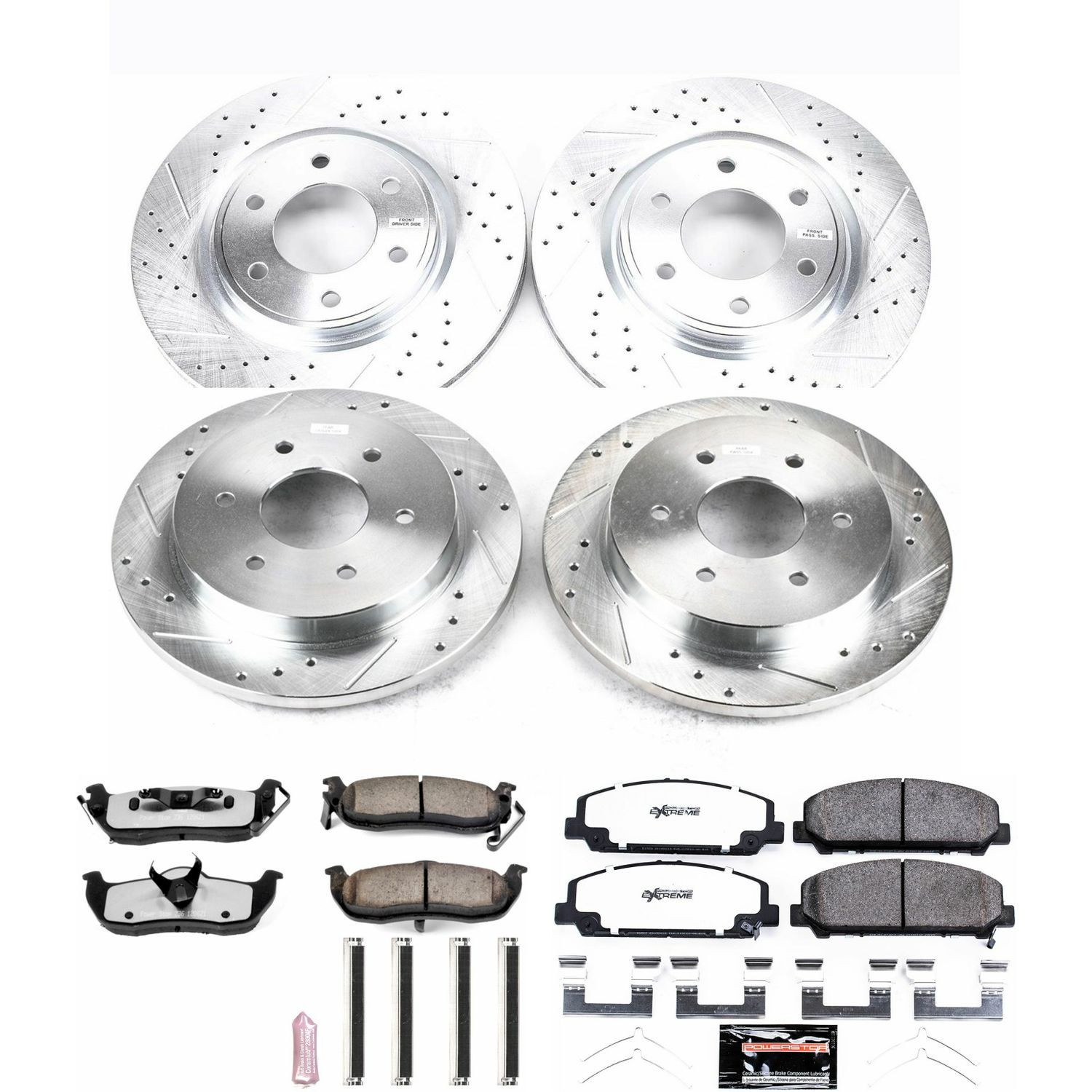 PowerStop Front and Rear Z36 Truck & Tow Carbon-Fiber Ceramic Brake Pad and Drilled and Slotted Rotor Kit Fits: NISSAN Select Models K5822-36