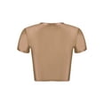 thumbnail image 4 of Haitryli Women's Oil Glossy Workout Crop Tops Fitted Yoga Running Shirts Casual Short Sleeve T-shirt Coffee XL, 4 of 7