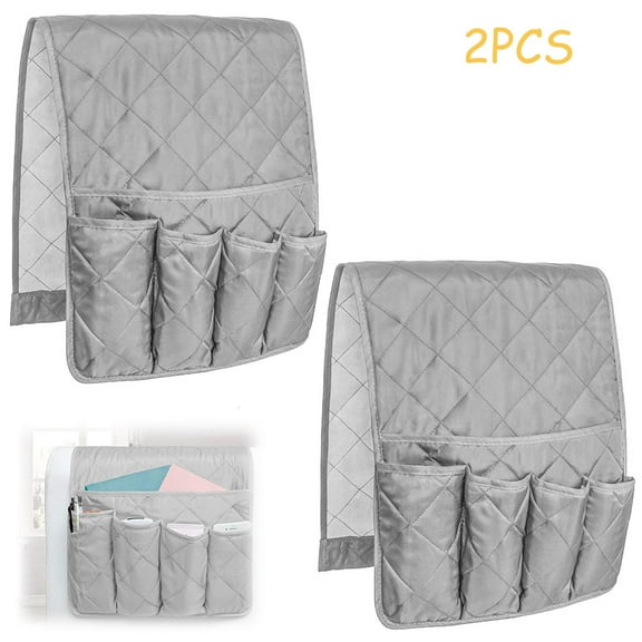 HLONK 2Pcs Non-Slip Couch Recliner Chair Armrest Organizer with 5 Pockets Armchair Caddy for Smart Phone, Book, Magazines, Ipad, TV Remote Control Holder