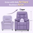 thumbnail image 6 of MCombo Big Kids Recliner Chair with Cup Holders for Boys and Girls Room, 2 Side Pockets, 3+ Age Group, Faux Leather 7366(Violet), 6 of 10