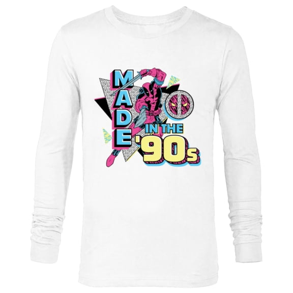 Marvel Deadpool Nerdy Thirty Made in the 90s Throwback - Long Sleeve T-Shirt for Men - Customized-White