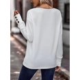 thumbnail image 5 of Long Sleeve Shirt for Women Fall Outfits Dressy Casual Fashion Clothing V Neck Tunic Tops with Button White XL, 5 of 8