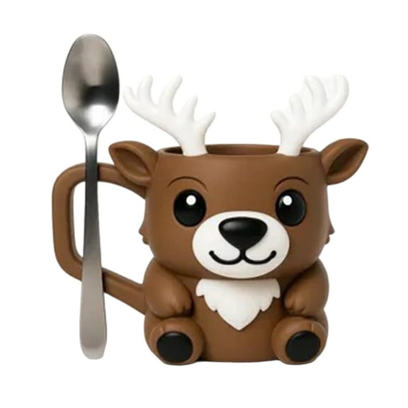 Eosunjian Ice Cream Cup Holder Reusable Pint Sleeve Christmas Deer Ice Cream Pint Holder with Spoon Cute Cooler Sleeve Leak Proof Popsicle for Beer for Deer