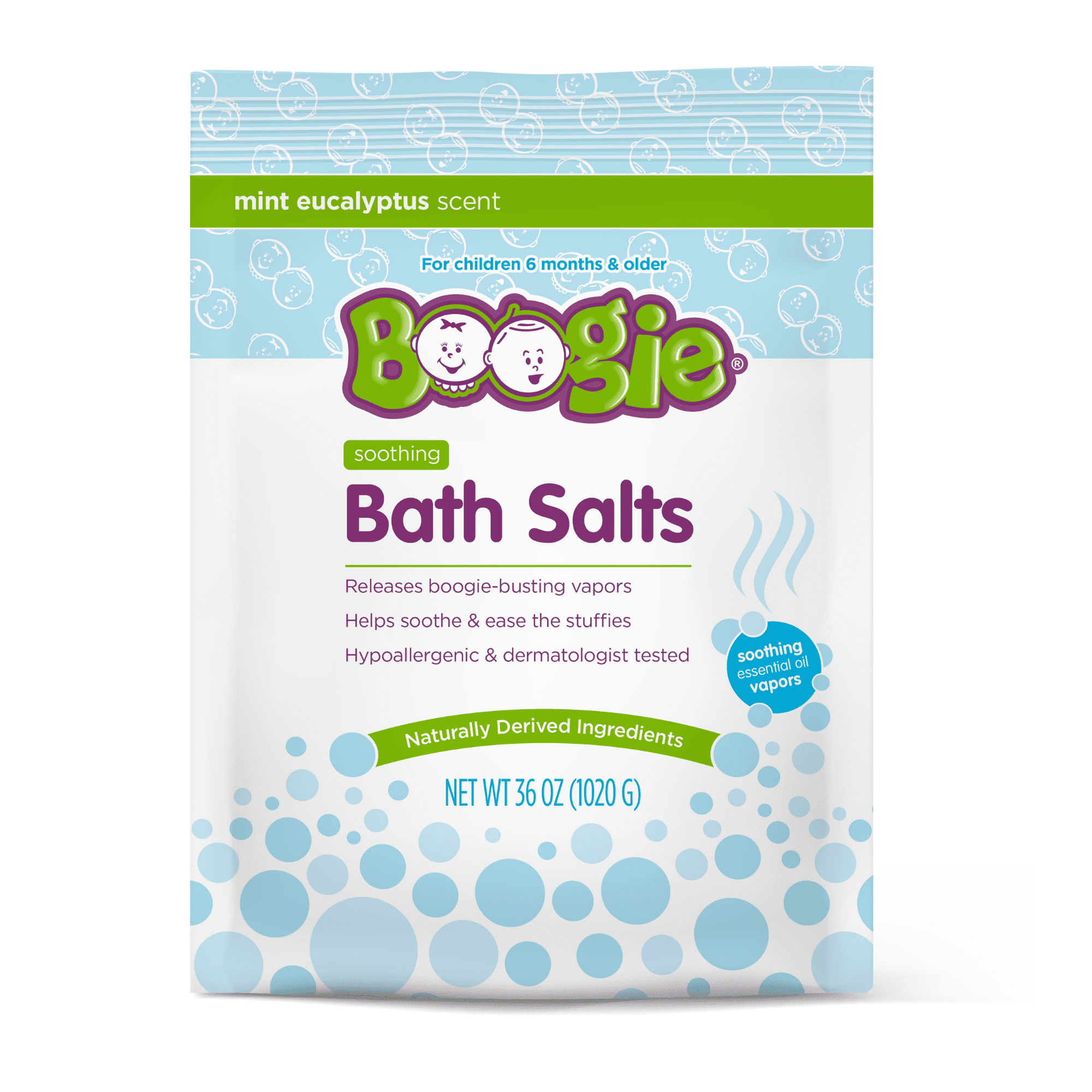 Boogie Soothing Bath Salts for Kids, Mint Eucalyptus, 36 oz Pouch