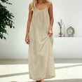 thumbnail image 6 of BOOMNY Women's Backless Cami Dress Spaghetti Strap Cami Lounge House Dresses Flowy Beach Summer Maxi Sundress, 6 of 7