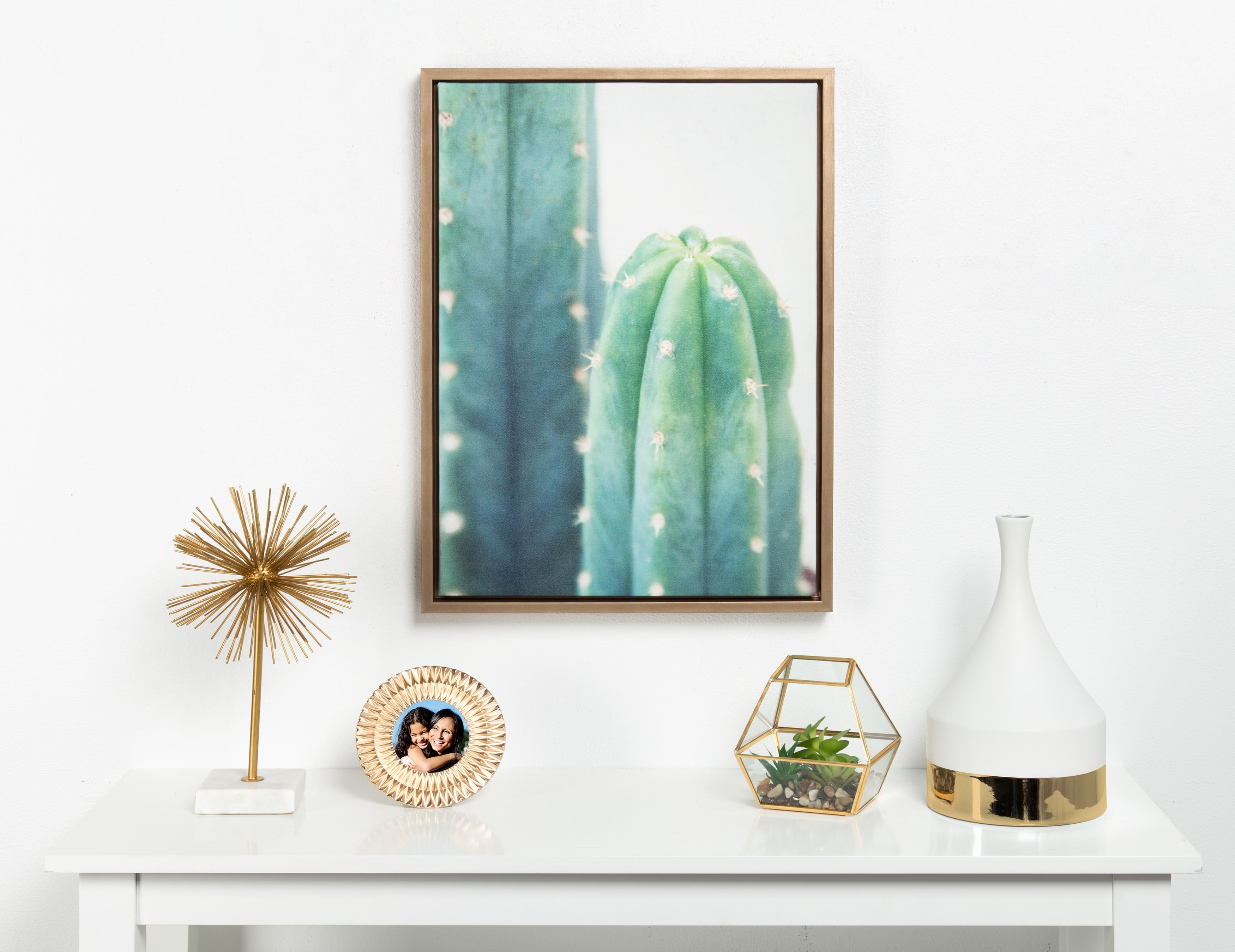 Kate and Laurel Sylvie Cactus Framed Canvas Wall Art by F2 Images, 18x24  Gold