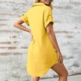 thumbnail image 5 of Horkkom Mini Dresses for Women Button Down Short Sleeve Shirt Dresses Summer Beach Sundresses with Pocket XL, 5 of 8